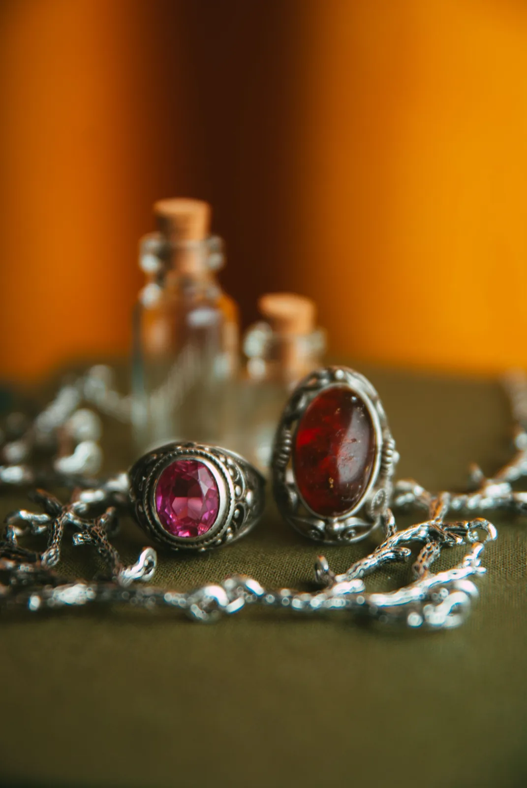 Vintage silver gemstone rings